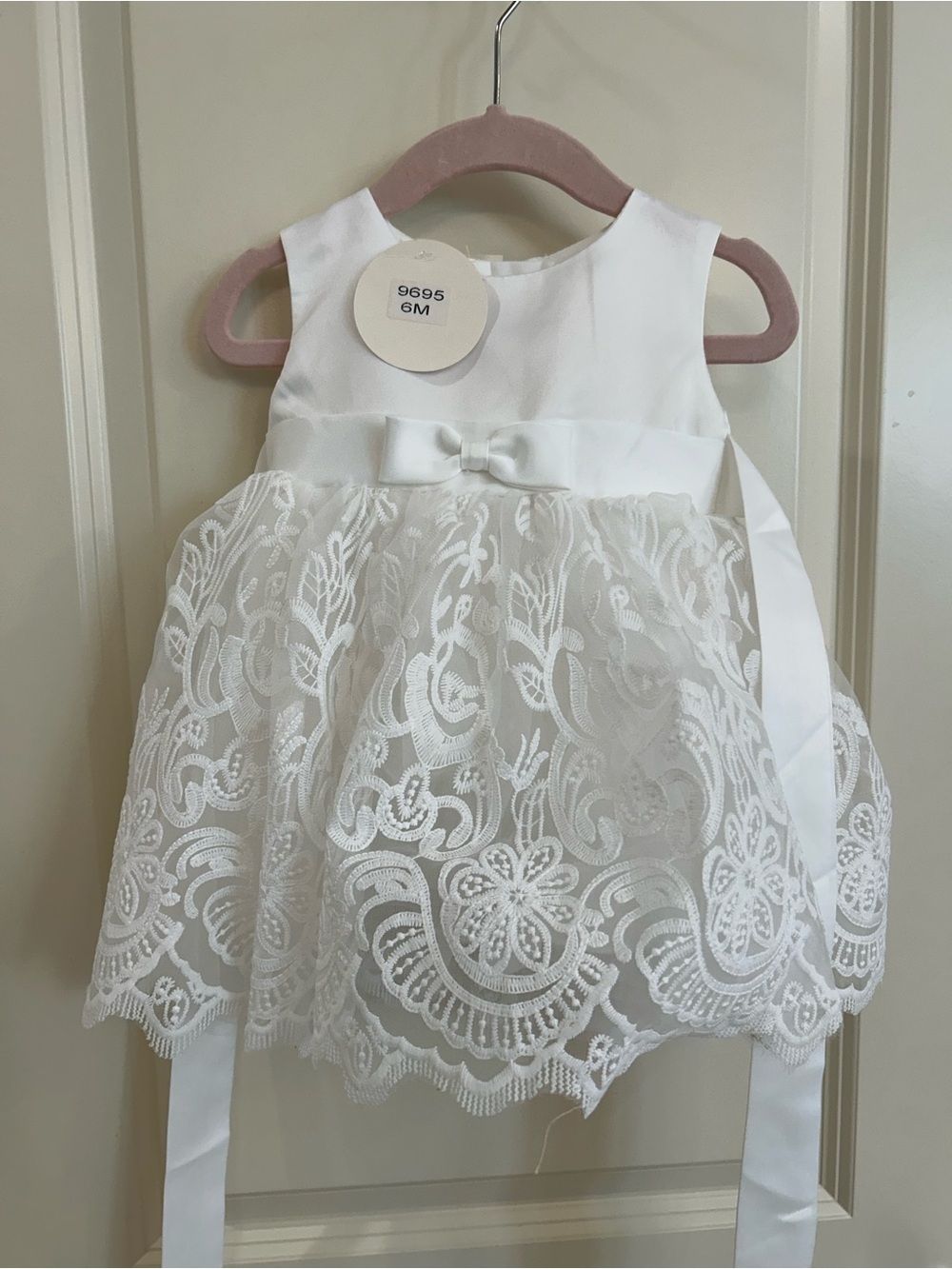 NWT White Lace Bow Baby Dress for Special Occasions